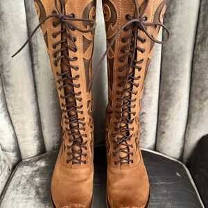 LIBERTY Black Brown Lace-Up Boots with Durable Sole